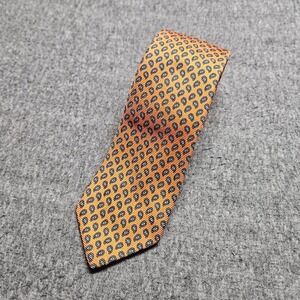 Polo Ralph Lauren Necktie Mens OS Orange Paisley Silk Ribbed Classic Tie